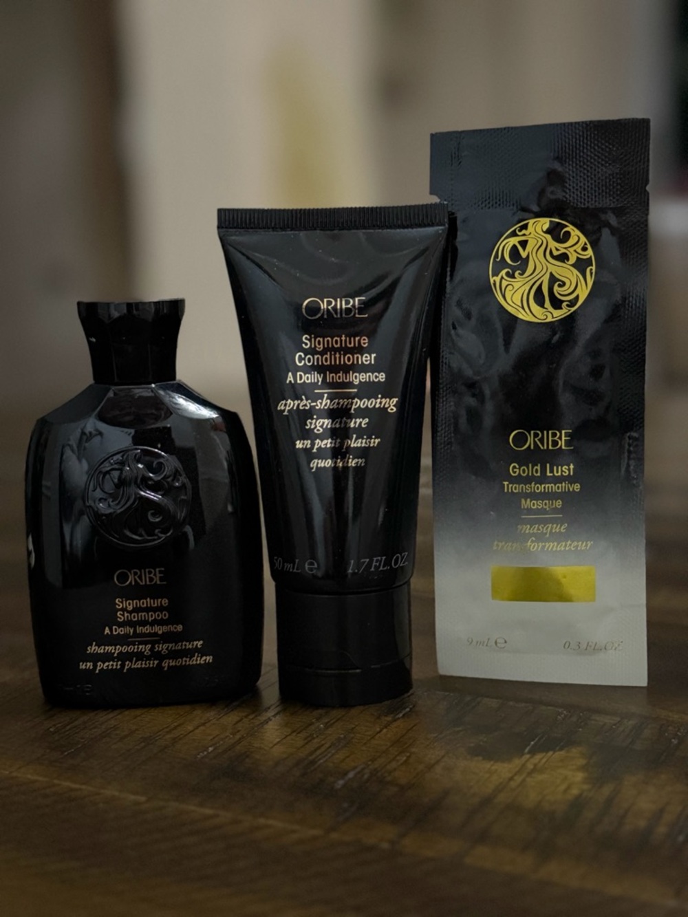 Oribe signature shampoo 75 ml & conditioner 50 ml travel size set 3pk of masque